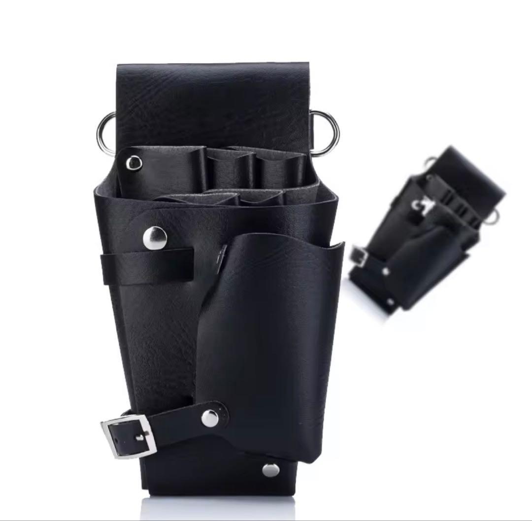 Scissor Case PU Leather Black Hairdresser Trimmer With Belt