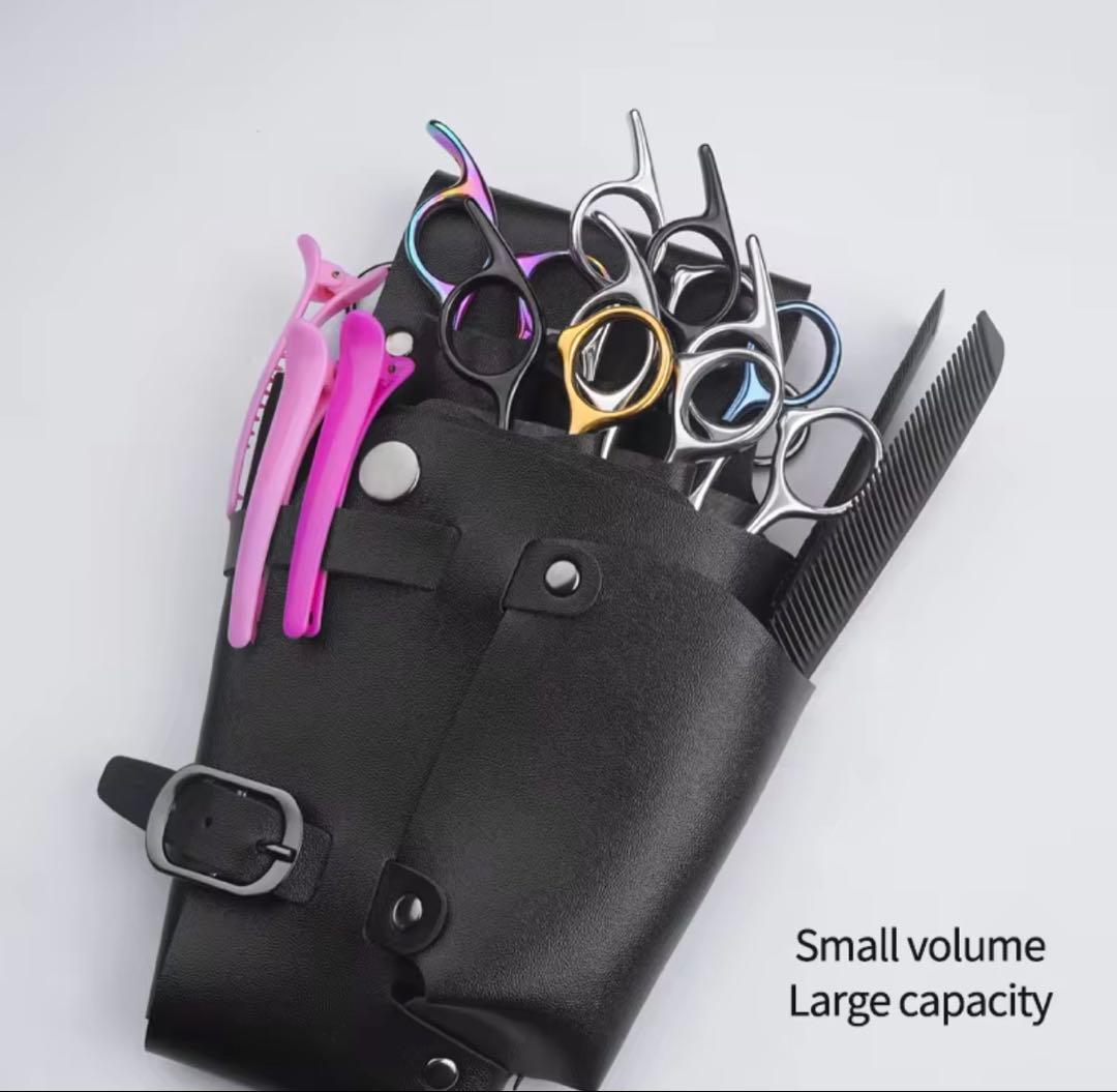 Scissor Case PU Leather Black Hairdresser Trimmer With Belt