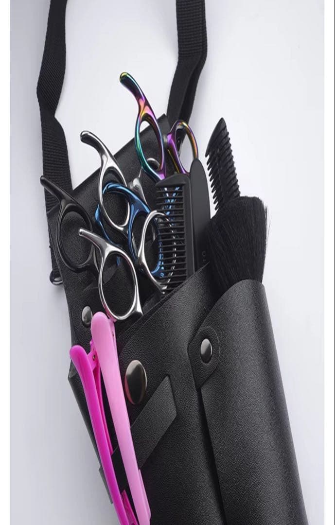 Scissor Case PU Leather Black Hairdresser Trimmer With Belt