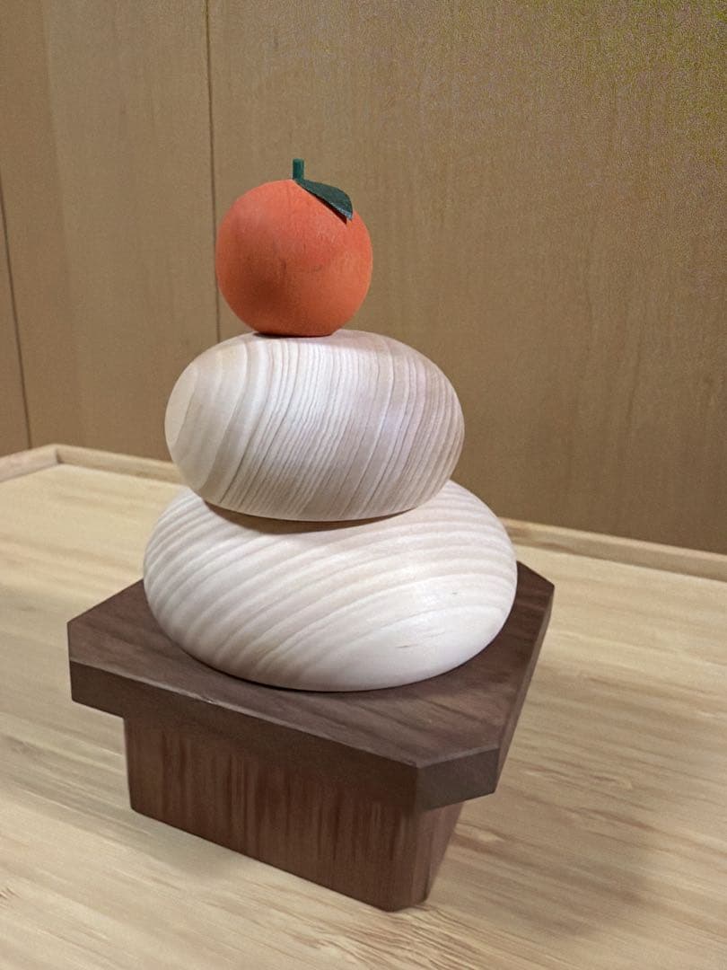 Kishu Hinoki Wooden Chewy Kagami Mochi, M Size - New Year's Decoration / Kagami Mochi / Kadomatsu