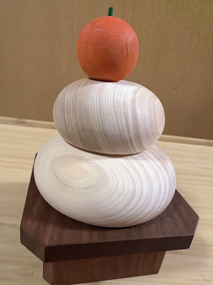 Kishu Hinoki Wooden Chewy Kagami Mochi, M Size - New Year's Decoration / Kagami Mochi / Kadomatsu